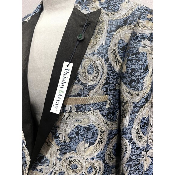 Paisley & Gray Blazer Men Size 40R Slim Fit Dragon Allover Print Sports Jacket - Picture 6 of 13